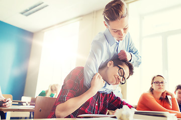 Image showing student boy suffering of classmate mockery