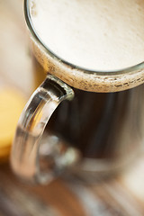 Image showing close up of dark draft beer glass mug