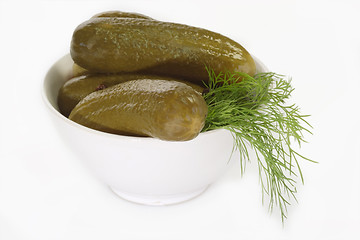 Image showing Bowl of Pickled Cucumbers