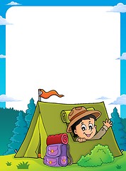 Image showing Scout in tent theme frame 1