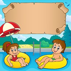 Image showing Small parchment and kids in pool