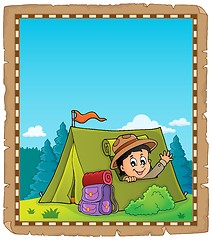 Image showing Parchment with scout in tent theme 2