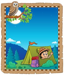 Image showing Parchment with scout in tent theme 1