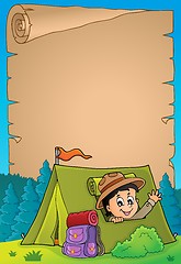 Image showing Parchment with scout in tent theme 3