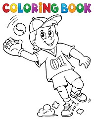 Image showing Coloring book baseball player theme 1
