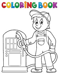 Image showing Coloring book gas station worker theme 1