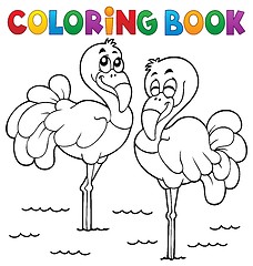 Image showing Coloring book flamingo theme 1