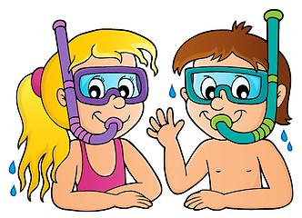 Image showing Children snorkel divers theme 1