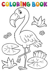 Image showing Coloring book flamingo theme 2