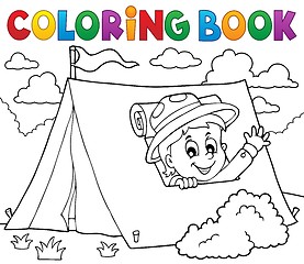 Image showing Coloring book scout in tent theme 1