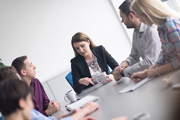 Image showing Group of young people meeting in startup office