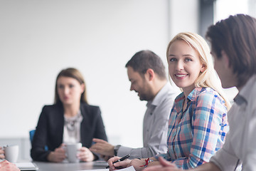 Image showing Group of young people meeting in startup office