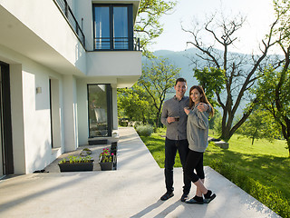 Image showing couple enjoying morning coffee