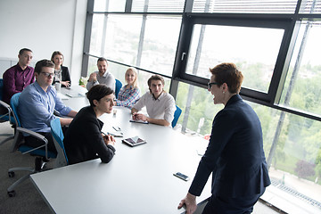 Image showing Group of young people meeting in startup office