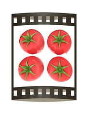 Image showing tomato. 3d illustration. The film strip.