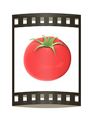 Image showing tomato. 3d illustration. The film strip.