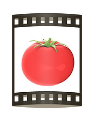 Image showing tomato. 3d illustration. The film strip.