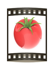 Image showing tomato. 3d illustration. The film strip.