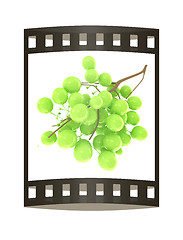 Image showing Healthy fruits Green wine grapes isolated white background. Bunc