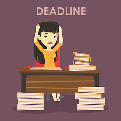 Image showing Business woman having problem with deadline.