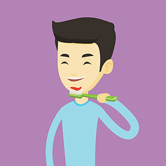 Image showing Man brushing her teeth vector illustration.