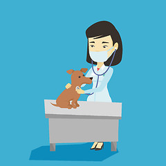 Image showing Veterinarian examining dog vector illustration.