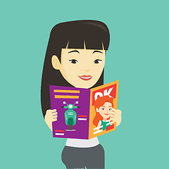 Image showing Woman reading magazine vector illustration.