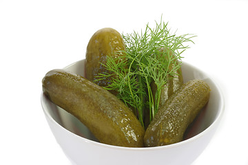 Image showing Gherkins in a bowl