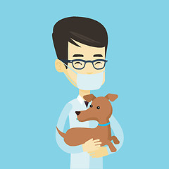 Image showing Veterinarian with dog in hands vector illustration