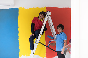 Image showing boys painting wall
