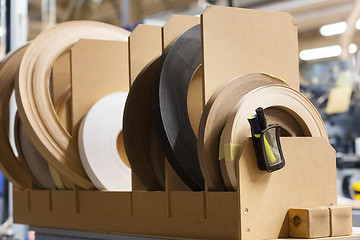 Image showing veneer or edge band tapes at woodworking factory