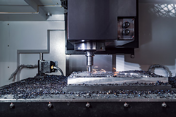 Image showing Metalworking CNC milling machine. Cutting metal modern processin