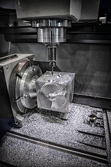 Image showing Metalworking CNC milling machine. Cutting metal modern processin