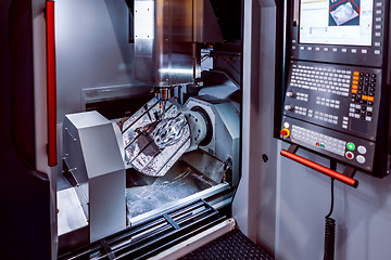 Image showing Metalworking CNC milling machine. Cutting metal modern processin