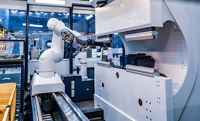 Image showing Robotic Arm modern industrial technology. Automated production c