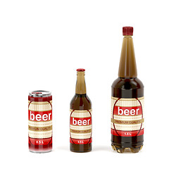 Image showing Beer containers on white background