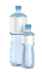 Image showing Small and big water bottles on white