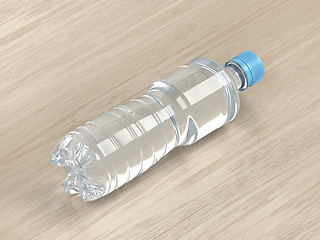 Image showing Water bottle on wood background