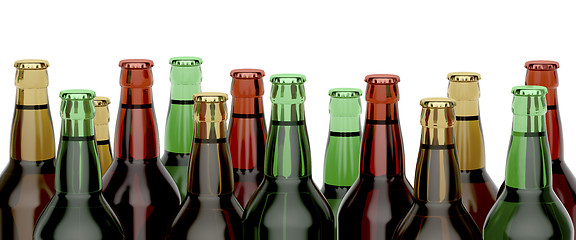 Image showing Many beer bottles