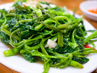 Image showing Vietnamese fried morning glory, rau muong xao toi