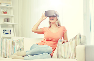 Image showing woman in virtual reality headset or 3d glasses