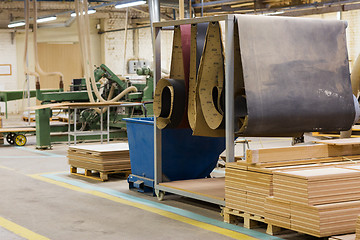 Image showing wooden boards at workshop or woodworking plant