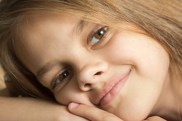 Image showing Close-up portrait of a nine-year-old girl