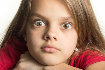 Image showing Close-up portrait of a teenage girl with bulging eyes