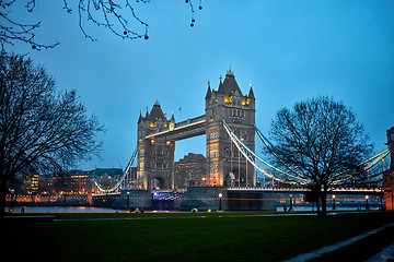 Image showing Night view of Tower Bridge