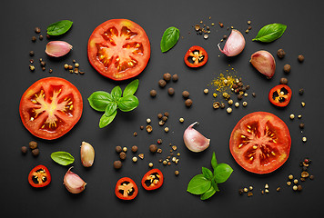 Image showing fresh vegetables and spices