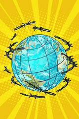 Image showing planet earth is barbed wire free