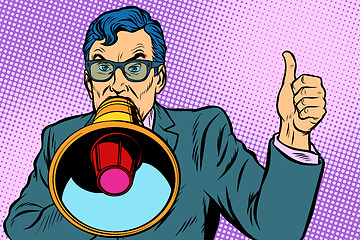 Image showing a man with a megaphone