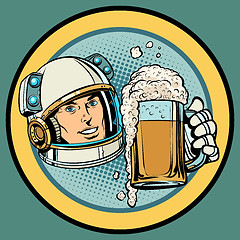 Image showing Astronaut with a mug of beer