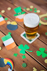 Image showing glass of beer and st patricks day decorations